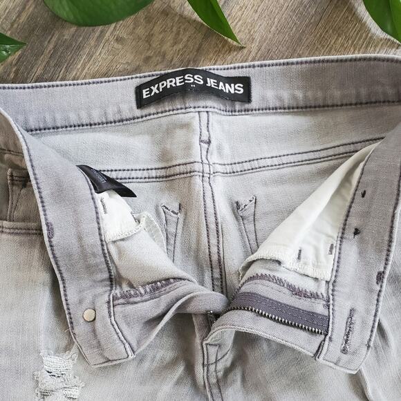 EXPRESS Woman's gray mid-rise distressed legging jeans Sz.6 - Picture 4 of 5